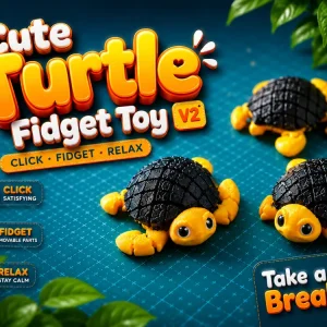Игрушка антистресс Черепаха подвижная фигурка антистресс (Cute Turtle Fidget Toy V2) 3D печать