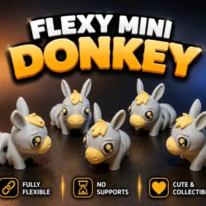Подвижная игрушка антистресс Ослик (Flexy Mini Donkey) гибкая фигурка осел 3D печать