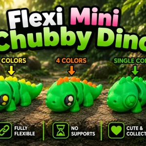 Подвижная игрушка антистресс Динозавр (Flexi Mini Chubby Dino) гибкая фигурка динозаврик 3D печать