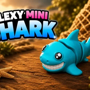 Развивающая игрушка-антистресс Акула подвижная Flexy Mini Shark, 3D фигурка пластиковая голубая