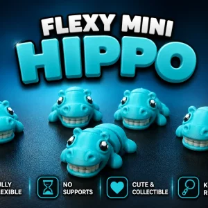 Подвижная игрушка антистресс Бегемот (Flexy Mini Hippo) гибкая фигурка бегемотик 3D печать